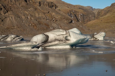 Icebergs of Sólheimajökull seen on a south coast tour