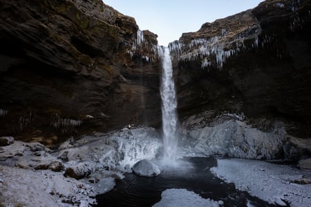 The beautiful waterfall of Kvernufoss on a South Coast Tour