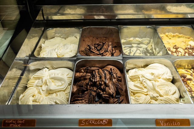 Beautiful display of ice cream in the farm of EfstiDalur