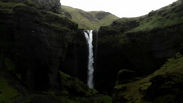 The waterfall of Kvernufoss, seen during our south coast tour