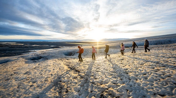 Mesmerizing blue ice formations inside Vatnajökull glacier cave