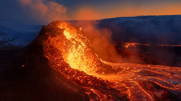Family enjoying educational volcanic exhibits together