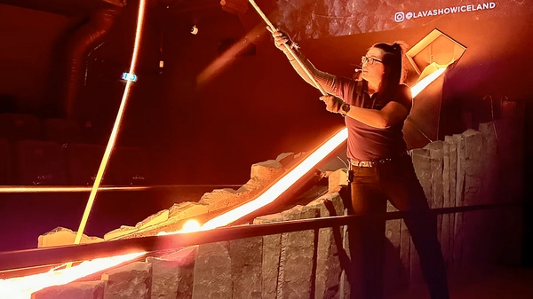 Molten lava flowing during the show