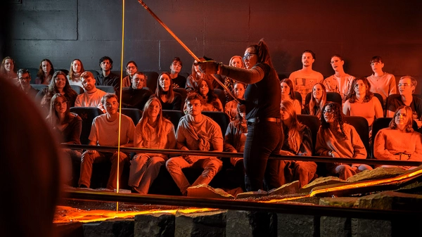 Audience watching the lava demonstration