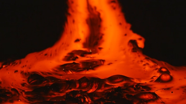 Safe viewing area with audience watching lava demonstration