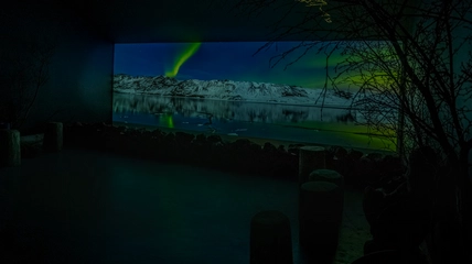 Museum interior showcasing Aurora Borealis educational exhibits