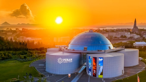 Perlan Museum's distinctive glass dome architecture in Reykjavik
