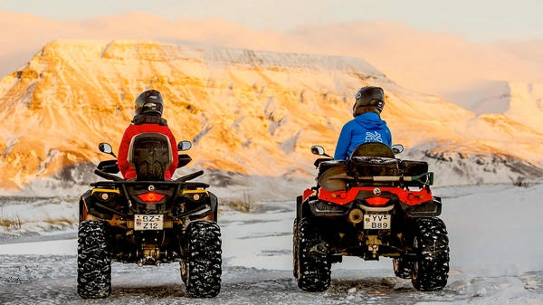 Scenic lakeside ATV trail along beautiful Hafravatn Lake