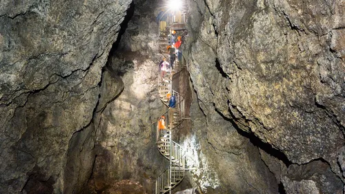 Entrance to Vatnshellir lava tube cave on Snæfellsnes Peninsula