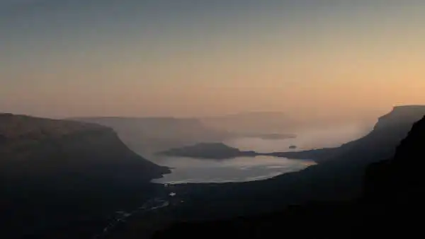 Sunset over a fjord