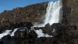Öxarárfoss waterfall in Þingvellir during a Golden Circle Tour
