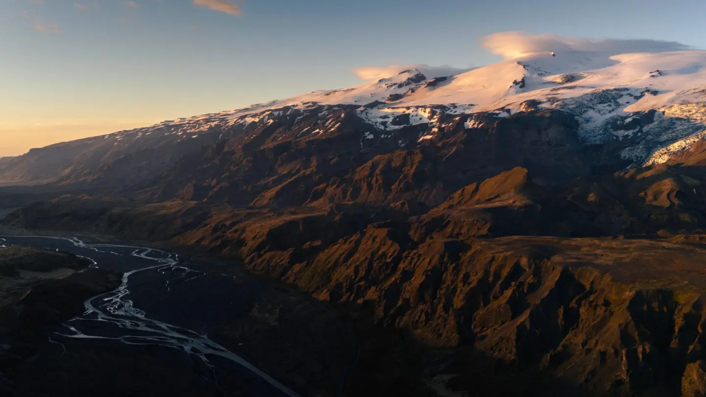 Glacier at sunset