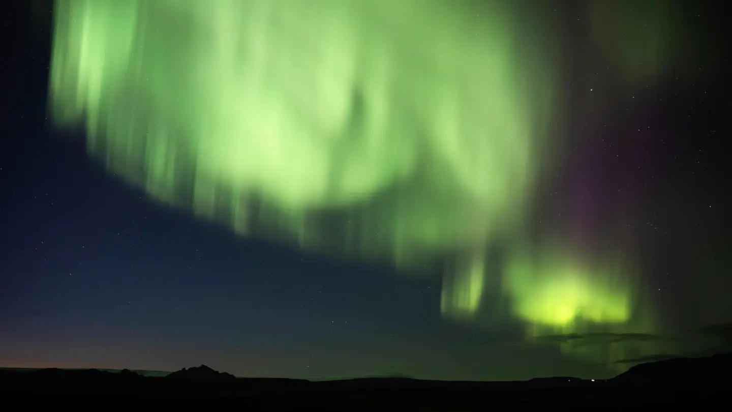 Green and purple display of Northern Lights