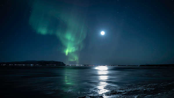 Display of beautiful northern lights