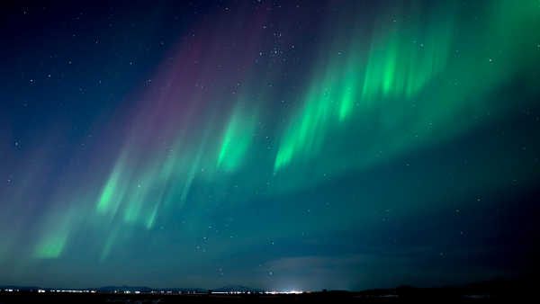 Display of beautiful northern lights