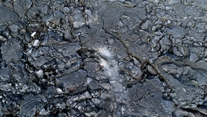 Closeup of the ever steaming lava field of Fagradalsfjall on the Reykjanes Peninsula