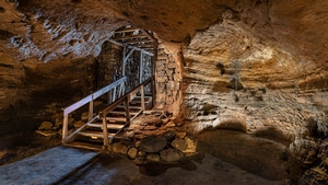 Stairs inside the caves of Hella - South Coast Tour