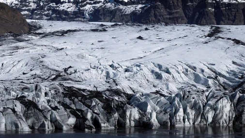 A close up of the glacier of Sólheimajökull in Iceland