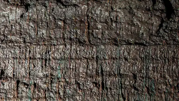 Closeup of a wall of flowing, solidified lava